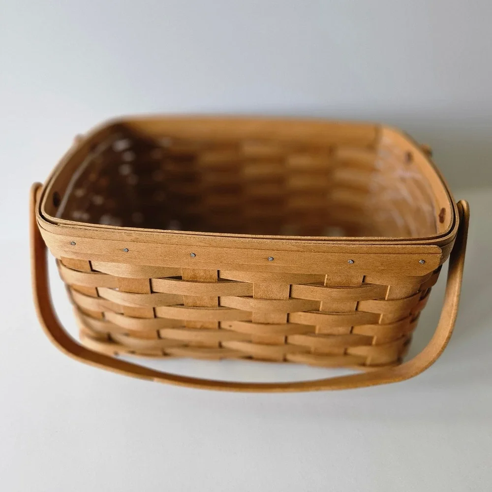 Longaberger Lunch Box Basket 12in w/ Swing Handles & Original Plastic Protector